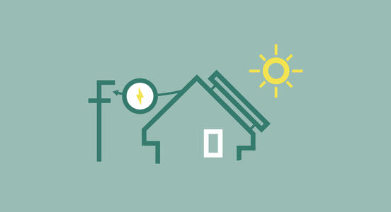 Grafisk bild på hus med solpaneler